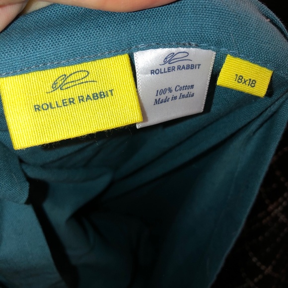 Roberta Roller Rabbit fabulous teal all crochet woven Fringe trim pillow… - Picture 2 of 5